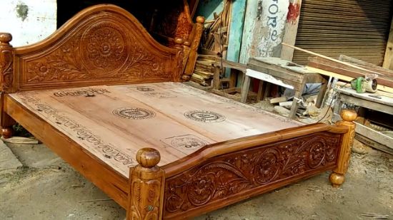 వుడెన్ డబల్ కాట్ బెడ్ డిజైన్ వర్క్(6/6) యొక్క చిత్రం