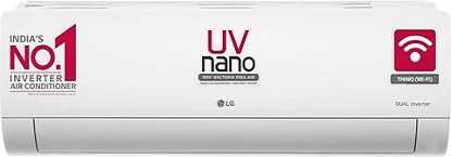 LG AI కన్వర్టిబుల్ 6-ఇన్-1 కూలింగ్ 2023 మోడల్ 1.5 టన్ 5 స్టార్ స్ప్లిట్ ఇన్వర్టర్ UV నానో, 4 వే స్వింగ్, యాంటీ-వైరస్ ప్రొటెక్షన్ AC తో HD ఫిల్టర్ - తెలుపు (RS-Q19UWZE, కాపర్ కండెన్సర్) యొక్క చిత్రం