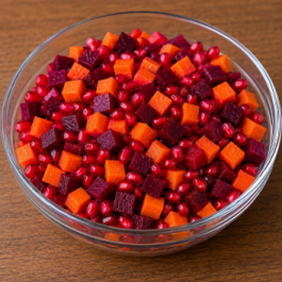 Beetroot & pomegranate arils & carrots Diced cut 250g యొక్క చిత్రం